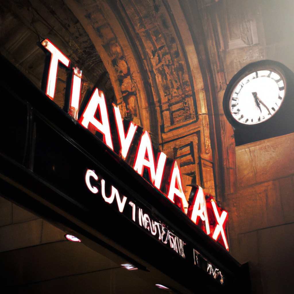 Accessible route with ramp and clear wayfinding signage near Union Station clock